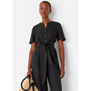 Whistles Black Fiona Linen Button Jumpsuit
